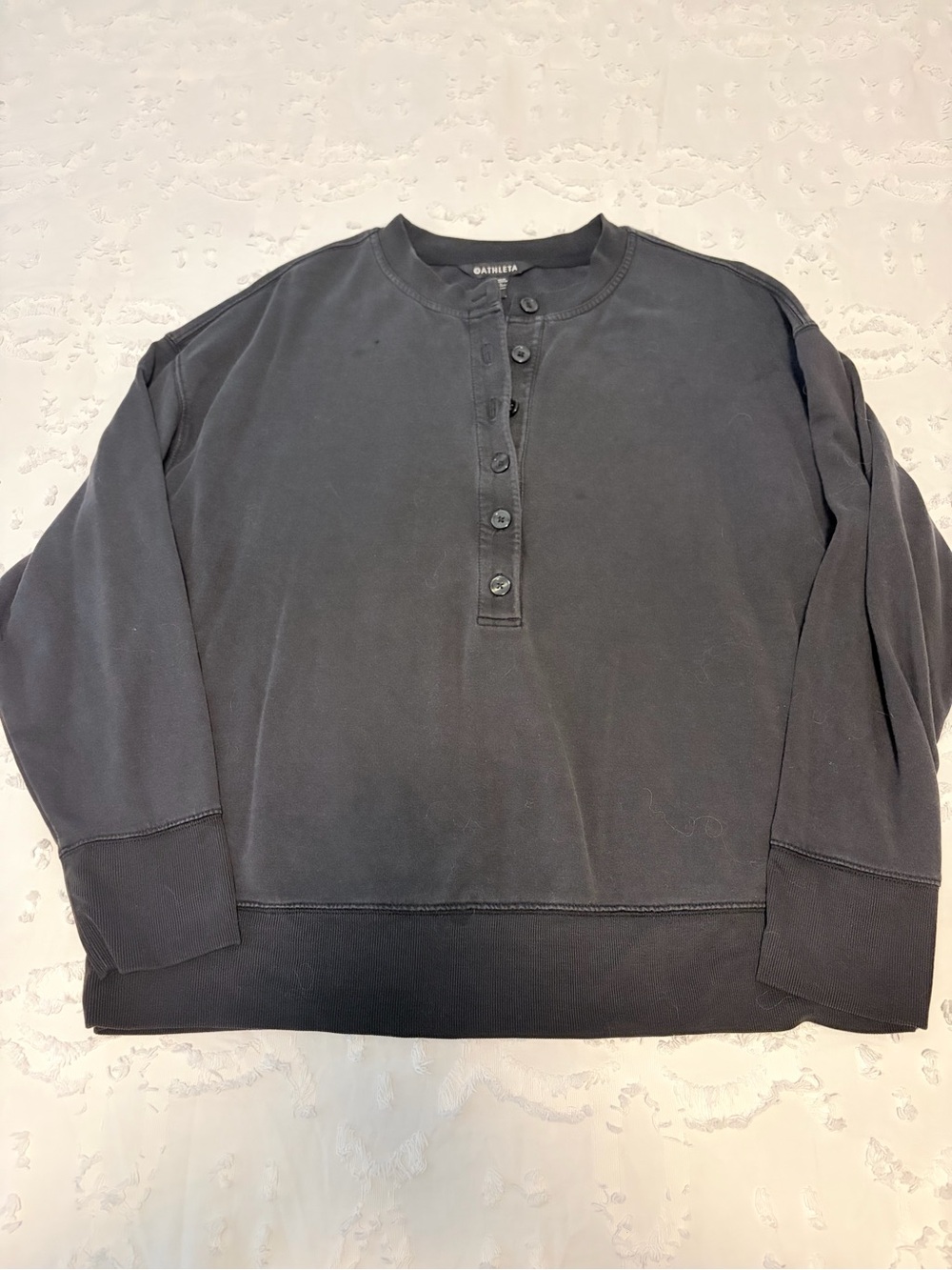 Athleta Black Crew Henley Pullover